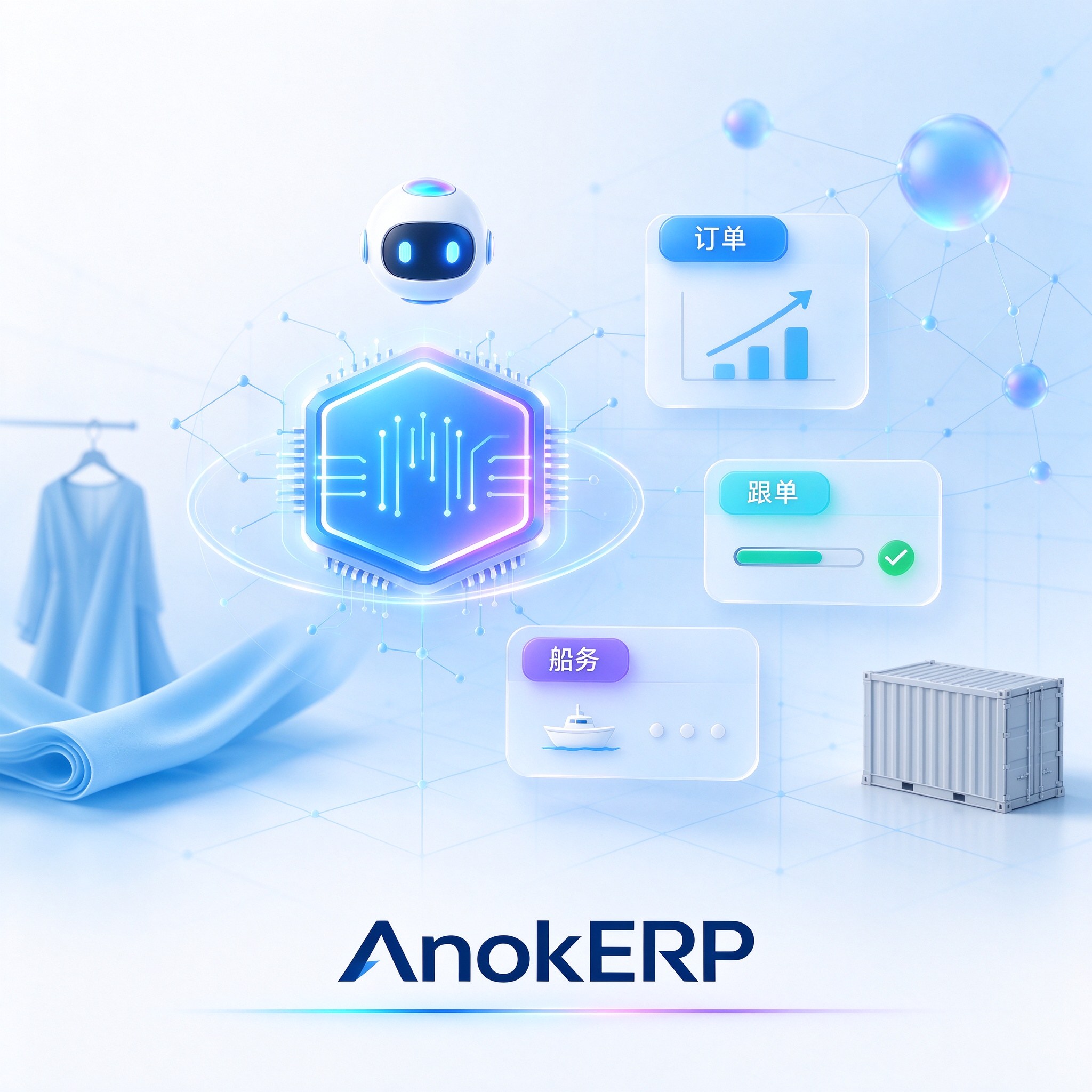 AnokERP AI 增强型服装外贸管理系统主视觉